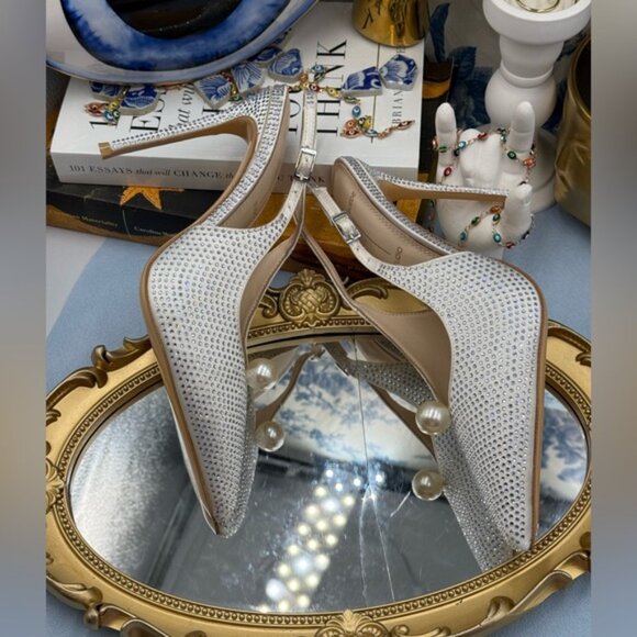 🆕 BLACK SUEDE STUDIO 🧿 NWOB Reina 100 White Crystal Slingback PumpsSz 36 US5.5 - Picture 13 of 16